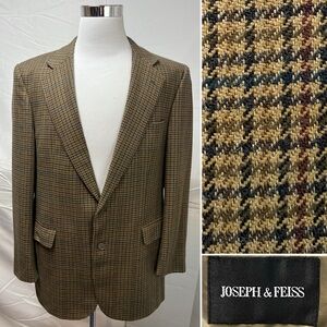 Joseph & Feiss Vintage Men's 44L Brown Houndstooth Blazer Jacket